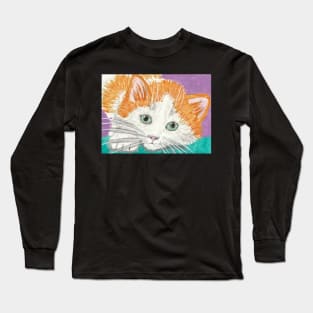 Orange kitten cat face  painting Long Sleeve T-Shirt